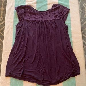 Purple cap-sleeve top